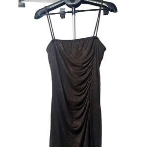 Taboo Glitter Spaghetti Straps Ruched Side Slit Vintage‎ Y2K Maxi Dress Size 1X